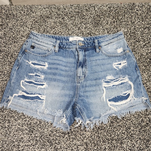 KanCan Pants - Kancan Hi Rise Jean Shorts Destressed Sz 11/29,Relaxed 100% Cotton 3.5" Inseam